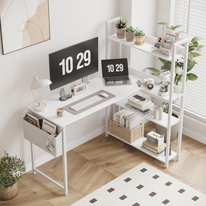 47 pouces en forme de L ordinateur <span class=keywords><strong>bureau</strong></span> de jeu en bois matière plastique étagère de rangement pour <span class=keywords><strong>bureau</strong></span> à domicile salon coin <span class=keywords><strong>bureau</strong></span> Design - Product Image 4