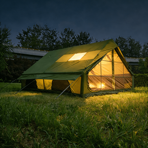 Tente gonflable robuste vert forêt en Oxford 300D imperméable, grande cabane de camping familiale, maison de glamping à installation instantanée - Product Image 1
