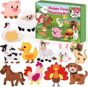 Libro di Puzzle in Feltro da Cucire per Bambini dai 6 Anni in Su, Set per Principianti per Creare Animali da Fattoria Imbottiti Fai-da-Te, Modello Personalizzato - Product Image 1