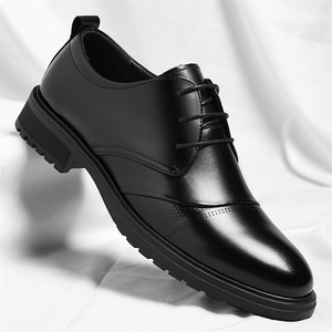 Zapatos Deportivos de Cuero para Hombre, Modernos, Formales, Estilo Británico, Transpirables, con Aumento de Altura Interior, Zapatos Deportivos Redondos para Hombre - Product Image 1