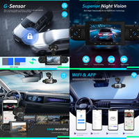 Caméra embarquée Podofo 3 pouces 1080P, enregistreur vidéo de voiture à quatre objectifs, vision nocturne, WiFi et application, enregistrement en boucle, livraison gratuite