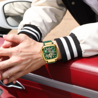 Montre de luxe pour homme Poedagar 849, lumineuse, étanche, boîtier carré, chronographe, sport, quartz, bracelet en silicone, directement de l'usine