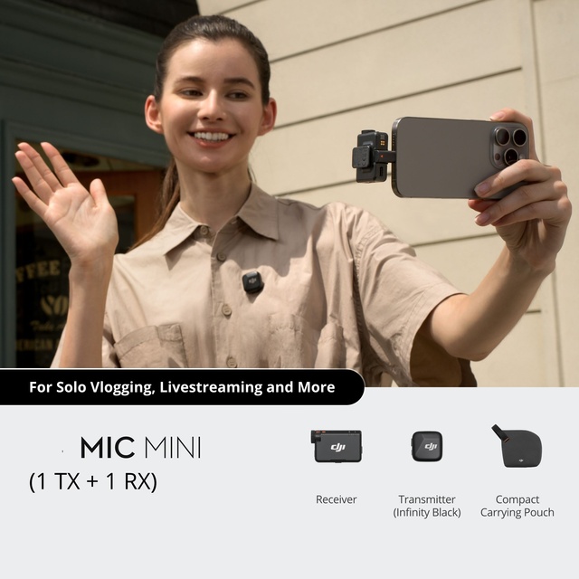 Mic Mini Wireless Lavalier Microphone 1TX 1RX, 250m Range, Noise Reduction, for Smartphone Camera Vlog Live Streaming Recording