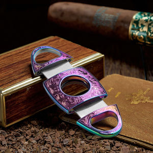 JIFENG JF-J06 blu metallo affilato in acciaio inox lame tagliasigari con scatola regalo in pelle - Product Image 5