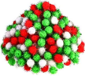 Kerstbal Pompom Aangepaste Glitter Pompom Voor Kinderen Naar Hobby Creatie Ambacht En Diy