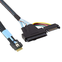 Cable de Cobre Estañado SFF-8654 4i SFF-8639 SlimSAS de 38 Pines U.2 NVMe PCIe 4.0 SSD SATA Power 15P Anti-Keying para Almacenamiento de Servidor de Computadora