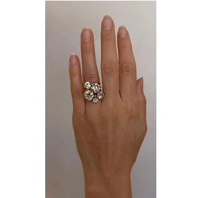 6CT Lab Grown Diamond Cluster <b>Ring</b> 14K Yellow <b>Gold</b> <b>Cocktail</b> Luxury Fine Jewelry Statement <b>Ring</b> for Women - Product Image 1