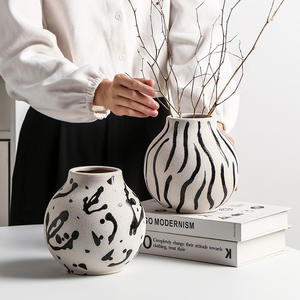Modern Minimalist Versatile <strong>Zebra</strong> Stripes <strong>Vase</strong> Ceramic Decorative Dining Table Ornaments Ceramic &amp; Porcelain Floor <strong>Vase</strong> - Product Image 5