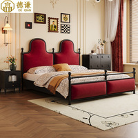 Lit double Paris en pin massif, style moderne, rembourré, écologique, luxe léger, pour chambre principale, lit haut américain