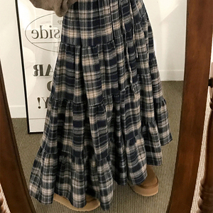 Jupe longue étagée patchwork style rétro britannique pour femme, coupe trapèze taille haute, chic et décontractée, tenue vintage tendance - Product Image 5