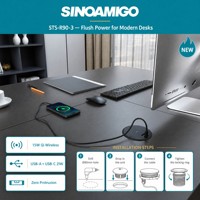 SINOAMIGO Enchufe de Mesa Moderno Empotrado con 2 Tomas (Tipo C y A), 1 USB-C, 1 USB-A, con WiFi, Corriente Nominal de 16A