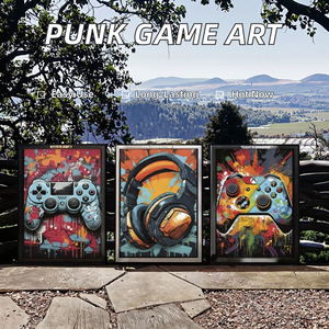 Affiche Toile Art Mural Gaming « Colorful Punk Gamer Controller » Style Pop Art Graffiti pour Décoration d'Intérieur - Product Image 2
