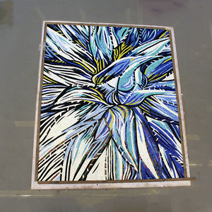 Mosaïque murale en verre sur mesure, motif floral moderne, 4 mm d'épaisseur, découpée à la main, pour la décoration murale <span class=keywords><strong>de</strong></span> chambre à coucher ou d'hôtel - Product Image 3