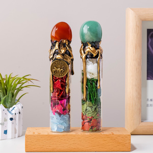 Articoli in Cristallo all'Ingrosso: Bottiglia dei Desideri con Bacchetta di Cristallo Naturale e 12 Costellazioni, con Pietre Levigate per Meditazione e Guarigione - Product Image 4