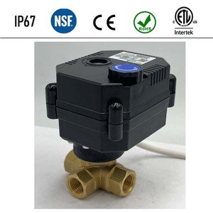 Vanne à boisseau sphérique 3 voies Flomarvel FH-S FH-MO IP67 avec commande manuelle FH-MO 2.5Nm DN8 DN15 DN20 DN25 Type L en laiton 12V 24V 110V 120V - Product Image 2