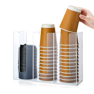 Cangkir kopi akrilik hitam dan tutup Organizer rak Dispenser Multi kompartemen pemegang meja untuk kafe kantor penyimpanan ruang pecah - Product Image 4