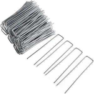 Amazo n high quality 6 inch 11gauge galvanized steel u shaped nail ground stakes weed mat landscape garden staples