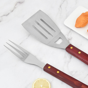 ชุดเครื่องมือบาร์บีคิวมีด้ามจับไม้ชุดเครื่องมือบาร์บีคิวแบบพกพากลางแจ้งผ้ากันเปื้อนและ avental สำหรับ churrasco churrasqueiro - Product Image 3