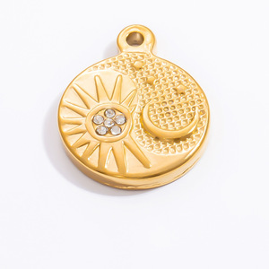 Colgantes Temáticos de Acero Inoxidable, Chapados en Oro de 18k, con Diseño de Sol, Luna, Corazón, Gotas de Agua y Totem, Accesorios de Joyería DIY Unisex, Yiwu - Product Image 2