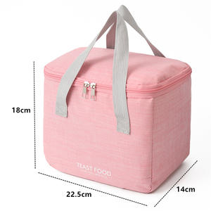 Sac à déjeuner isotherme Teast Food rose, glacière de pique-nique portable avec compartiment zippé pour repas et boissons - Product Image 5