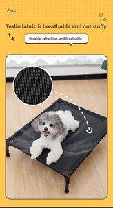 Lit surélevé pour chat et <span class=keywords><strong>chien</strong></span>, portable, intérieur/extérieur, <span class=keywords><strong>hamac</strong></span> en maille, panier, niche, durable, lavable, cadre métallique, personnalisable - Product Image 3