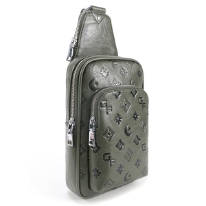 <span class=keywords><strong>Sac</strong></span> de poitrine en cuir PU texturé effet cire d'huile de qualité supérieure avec monogramme <span class=keywords><strong>g</strong></span>éométrique en relief pour les trajets quotidiens - Product Image 4