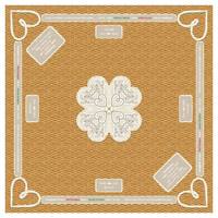 Tapis de jeu Mahjong en forme de cœur trèfle à quatre feuilles en dentelle blanche texture rotin, avec dos en caoutchouc antidérapant et amortissant les chocs