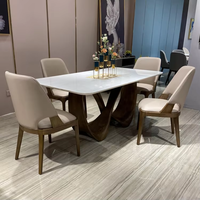 Ensemble de salle à manger italien clé en main Foshan, mobilier complet, luxe, marbre moderne, 4 à 6 places, chaises en cuir, table de salle à manger de luxe