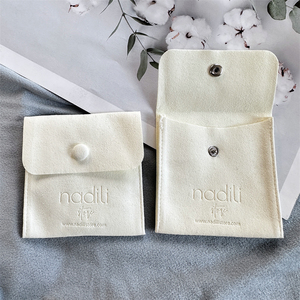 Tùy chỉnh Emboss sợi nhỏ Phong Bì trang sức Pouch với Botton sợi nhỏ bông tai vòng cổ túi đồ trang sức - Product Image 3