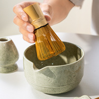 Astief Accessoires et outils faits à la main pour la préparation du matcha, bol en céramique à motif champignon, ensemble de thé matcha avec boîte personnalisée