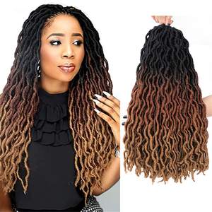 Vendita calda 18 pollici 24 fili dea sintetica faux locs crochet treccia capelli ombre wavy gypsy locs - Product Image 1