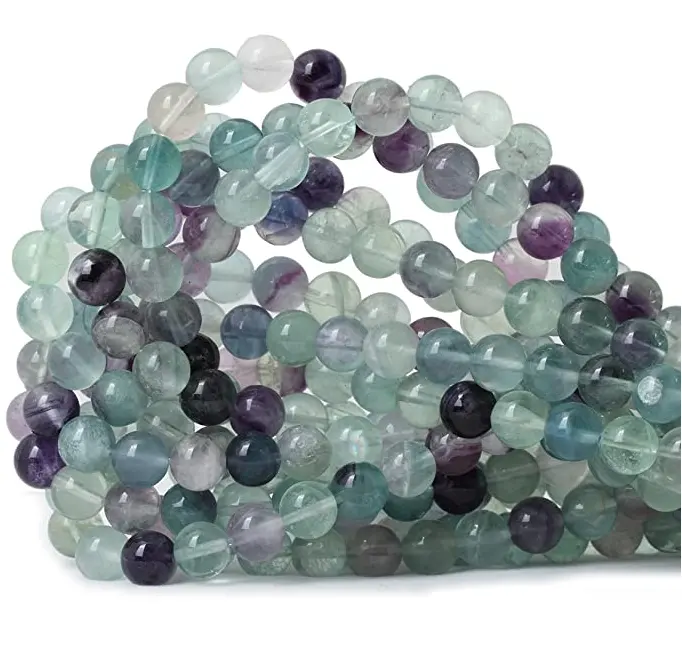 Naturale Colorato Fluorite Perline di Pietra Della Pietra Preziosa Branelli Allentati Rotondi per Monili Che Fanno