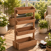 Jardinière carrée écologique simple à 4 niveaux en bois de sapin pour plantes verticales