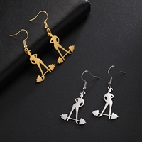 Pendientes de Acero Inoxidable Color Dorado para Mujer, Regalo de Cumpleaños 2023, Pendientes Colgantes para Gimnasio, Ejercicio y Levantamiento de Pesas