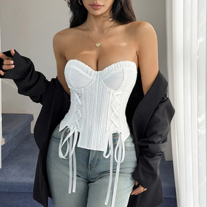 Chuangerm In Stock 2026 New Party Corset Tops Shaping Power Breathable Side Waist Slimming Waist Slimming White Sexy Crop Top