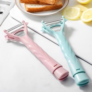 เครื่องปอกเปลือกผลไม้สแตนเลสแบบใหม่ 4-in-1 อุปกรณ์ครัว พกพาสะดวกสำหรับปิกนิกและการทำอาหาร - Product Image 1