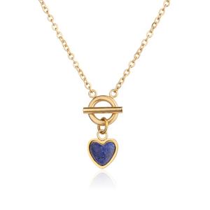Collares de Eslabones con Colgante en Forma de Corazón de Acero Inoxidable Chapado en Oro de 18K y Piedra de Ágata Negra, Joyería de Moda al por Mayor para Mujeres, Regalo - Product Image 5