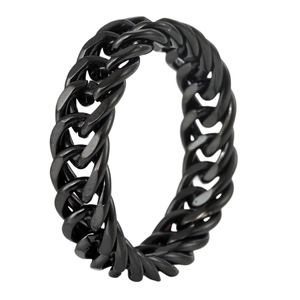 yunnique Unisex <b>Titanium</b> Steel Cuban Chain <b>Ring</b> Gold Mirror Polished Geometric Design Fashion Jewelry Gift - Product Image 5