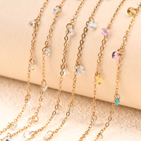 Cadenas de Eslabones de Oro de 18K con Circonitas de Colores para la Fabricación de Joyas, Pulseras, Collares, Tobilleras, Borlas y Tocados