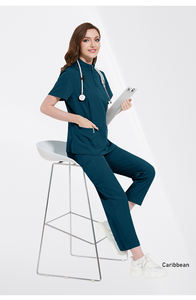 Tenues médicales personnalisées avec logo pour femmes et unisexe, en polyester et élasthanne, respirantes, courtes, pour infirmières, hôpitaux, salons de beauté, dentistes, cliniques, chirurgie - Product Image 5