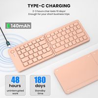 Pabrik Tiongkok logo Oem bluetooth isi ulang ukuran saku Teclado dapat dilipat Espanol Keyboard perjalanan untuk iphone