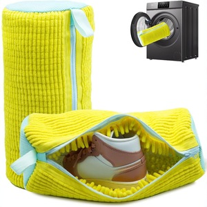 Sac de lavage pour chaussures OEM, jaune, en chenille, lavable en machine, protection anti-déformation pour baskets - Product Image 1
