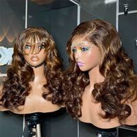Perruques bouclées effet rebondissant avec mèches, densité 250, cheveux humains vierges vietnamiens bouclés, perruque frontale avec fermeture en dentelle, sans colle, cuticules alignées