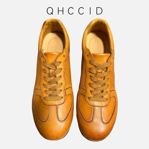 QHCCID Zapatillas de deporte transpirables de cuero genuino para hombre, suela de goma de tacón bajo, zapatos informales para caminar - Product Image 3