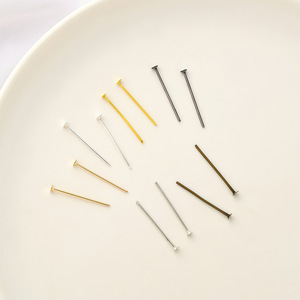 Alfileres en forma de T con cabeza plana, chapados en oro de 16K, de hierro, para conectar cuentas, para la fabricación de joyería hecha a mano. - Product Image 1
