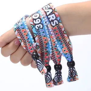 Pulsera de poliéster con diseño de impresión por sublimación al por mayor, pulseras de tela respetuosas con el medio ambiente personalizadas con cierre deslizante