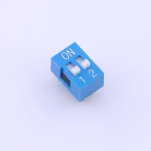 Kinghelm DS-2P-2.54 hot sale 2.54mm dial switch blue 2 digit 2 position DIP switch Slide dip switch code piano toggle