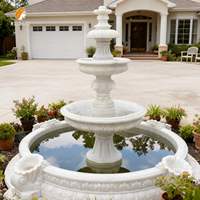 Fontaine d'eau à plusieurs niveaux en marbre blanc Mily, sculptée à la main, design européen, style classique, pour la décoration extérieure de villas et de jardins