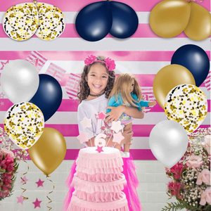Ballons avec confettis en Latex, de couleur <span class=keywords><strong>bleu</strong></span> marine et or, 14 pièces, 12 pouces, métalliques chromés pour fête prénatale, fiançailles, remise de diplôme - Product Image 4