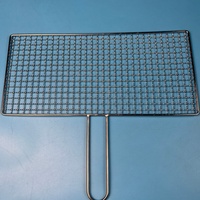 Grille de barbecue moderne en acier inoxydable 304 de 1,8 mm à filetage interne, avec poignée, pour cuisson au charbon de bois portable en extérieur, réutilisable et facile à nettoyer